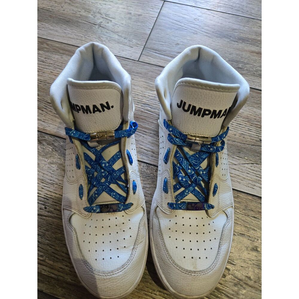 Jordan Access White Men’s Size 10.5 AR3762-100 Custom Blue Laces Sneakers